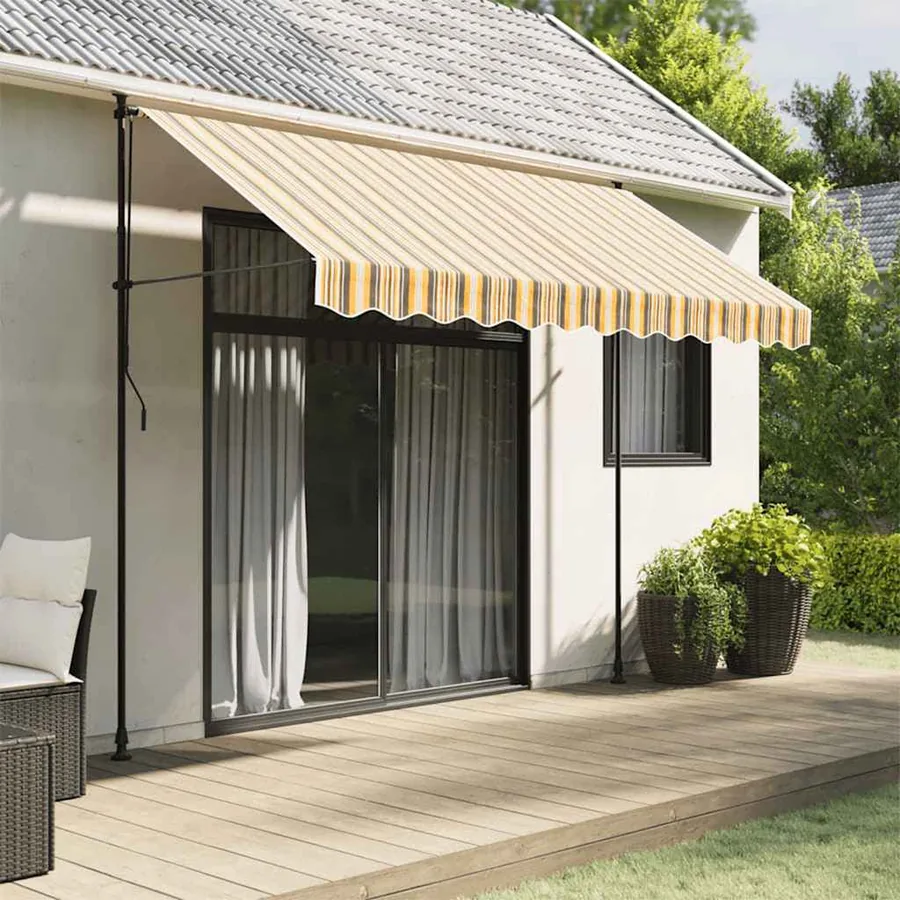 Tissu de remplacement pour auvent orange et noir 3x2,5 m polyester