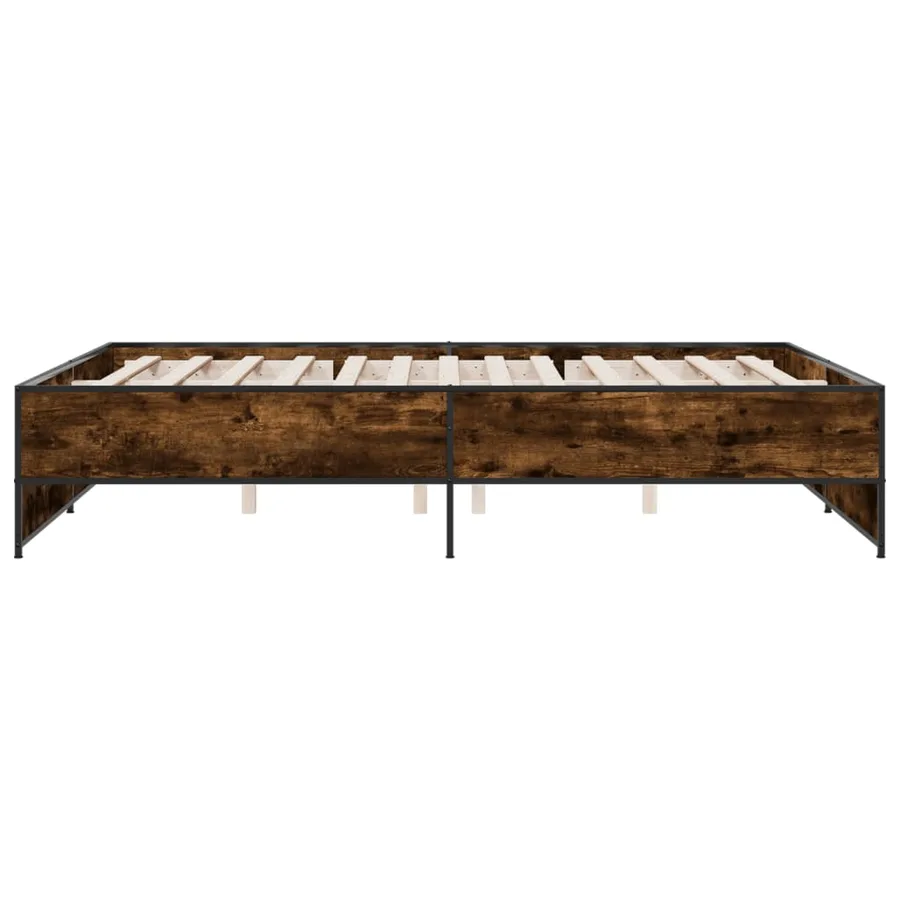 Cadre de lit sans matelas chêne fumé 160x200 cm - 5