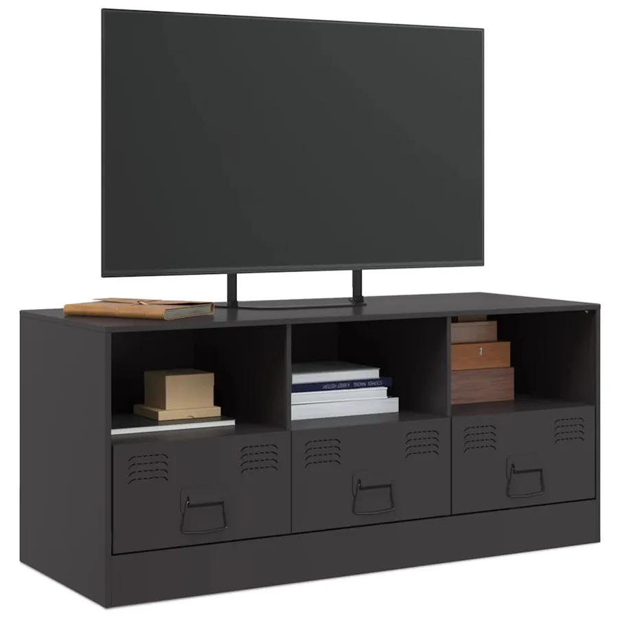 Meuble TV noir 99x39x44 cm acier - 4