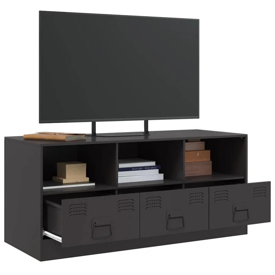 Meuble TV noir 99x39x44 cm acier - 5