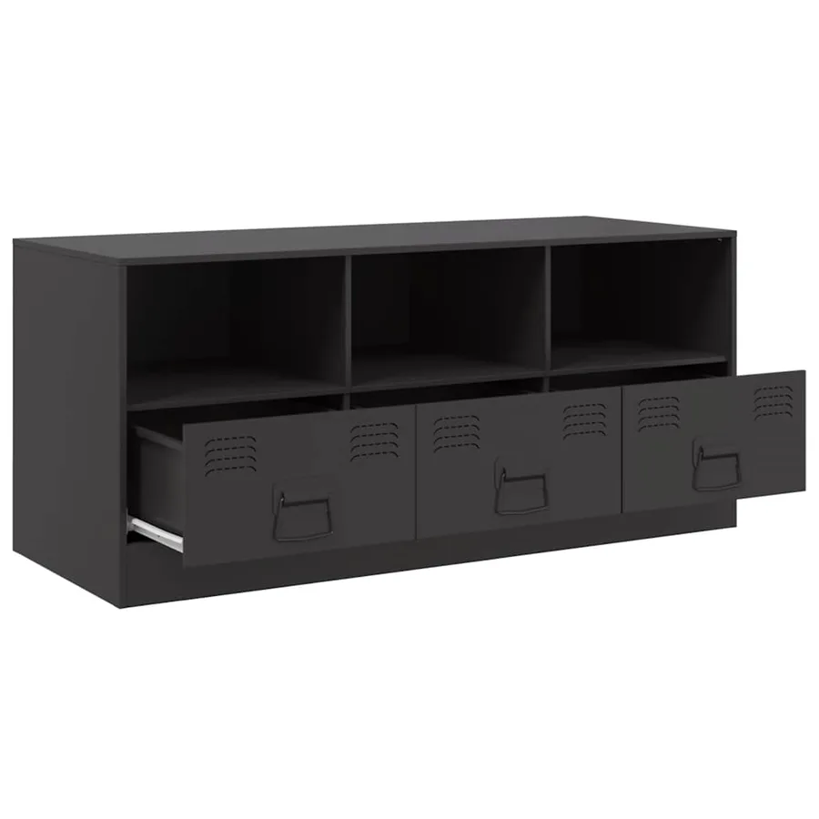 Meuble TV noir 99x39x44 cm acier - 7