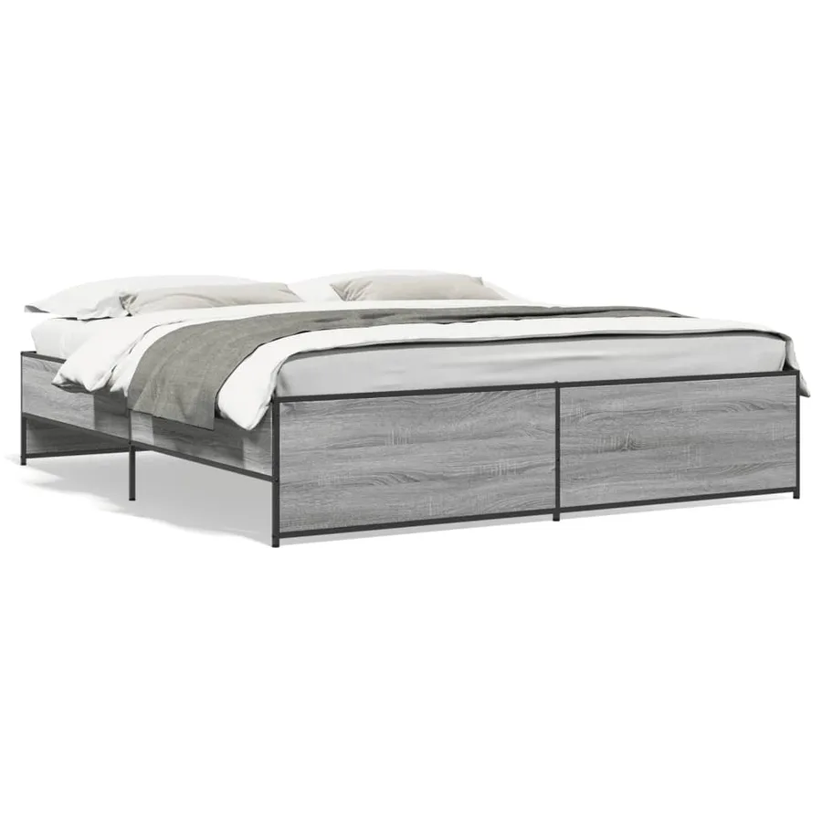 Cadre de lit sans matelas sonoma gris 200x200 cm - 2