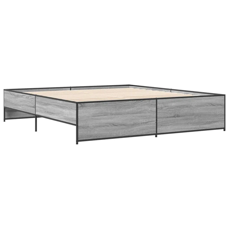Cadre de lit sans matelas sonoma gris 200x200 cm - 3