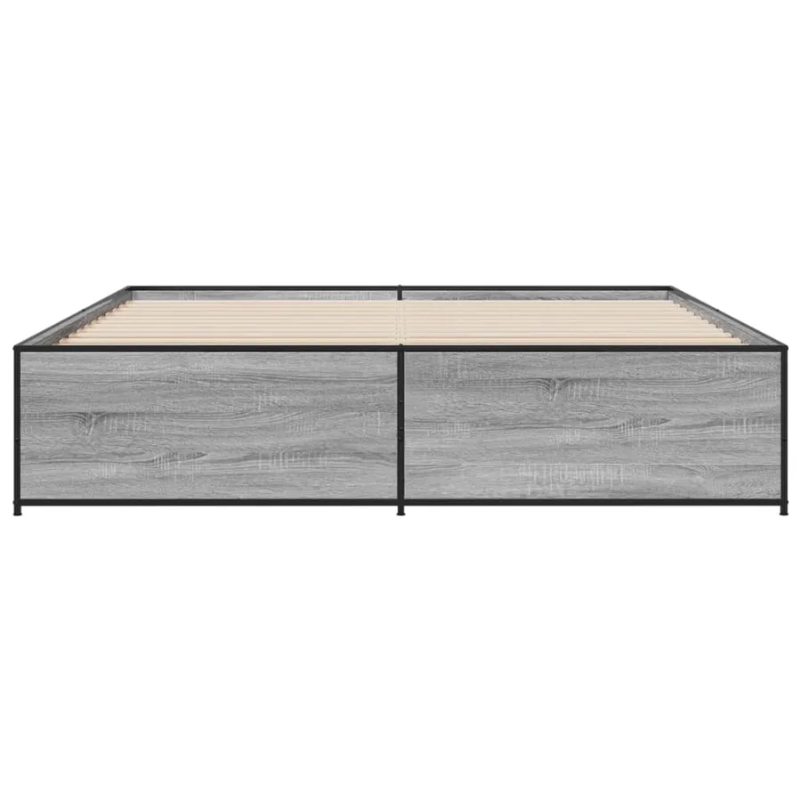 Cadre de lit sans matelas sonoma gris 200x200 cm - 4