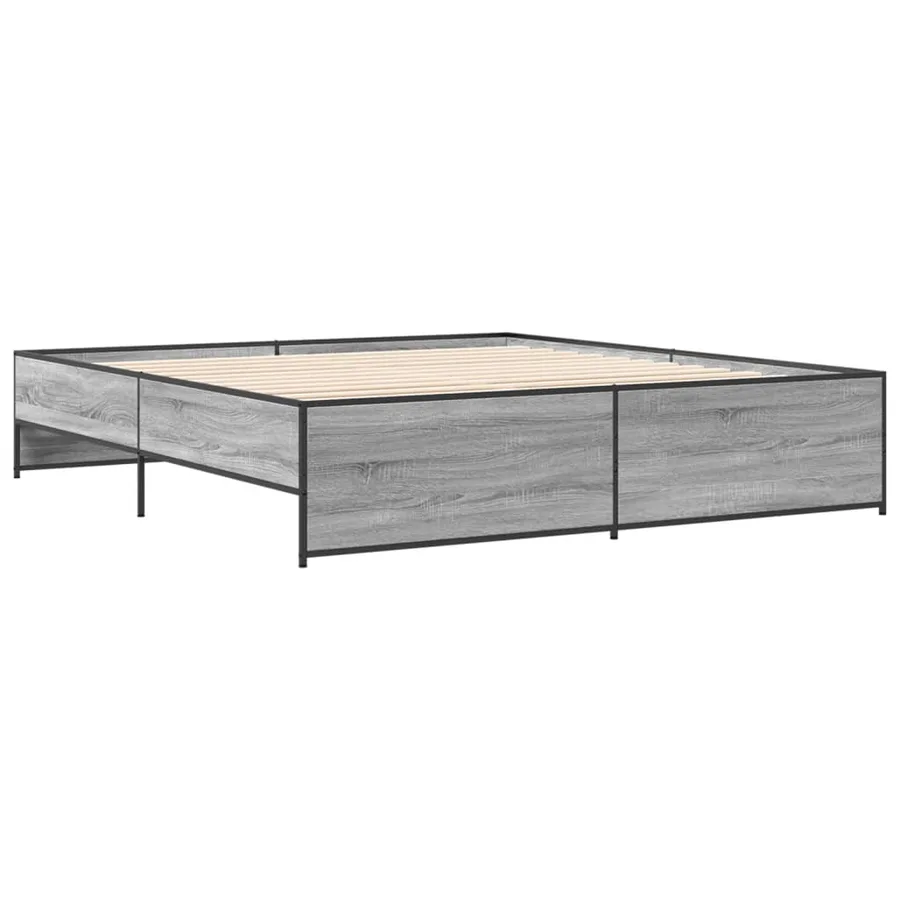 Cadre de lit sans matelas sonoma gris 200x200 cm - 6