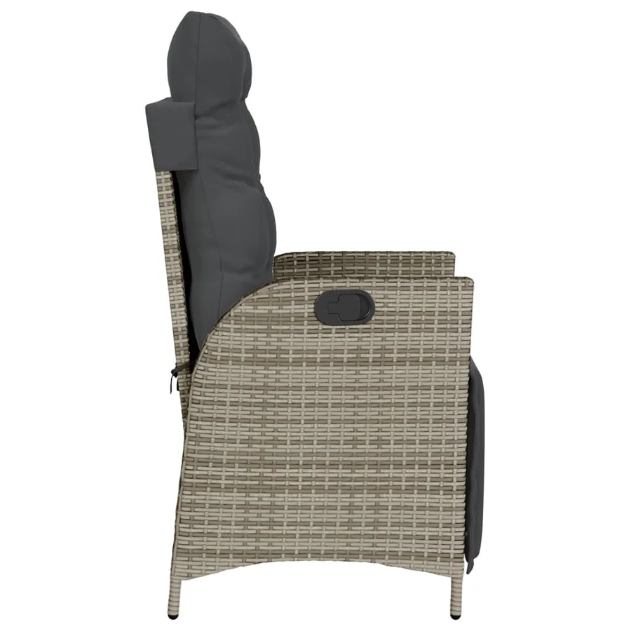 Chaise inclinable de jardin et repose-pied gris résine tressée - 5