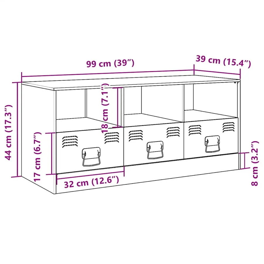 Meuble TV blanc 99x39x44 cm acier - 12