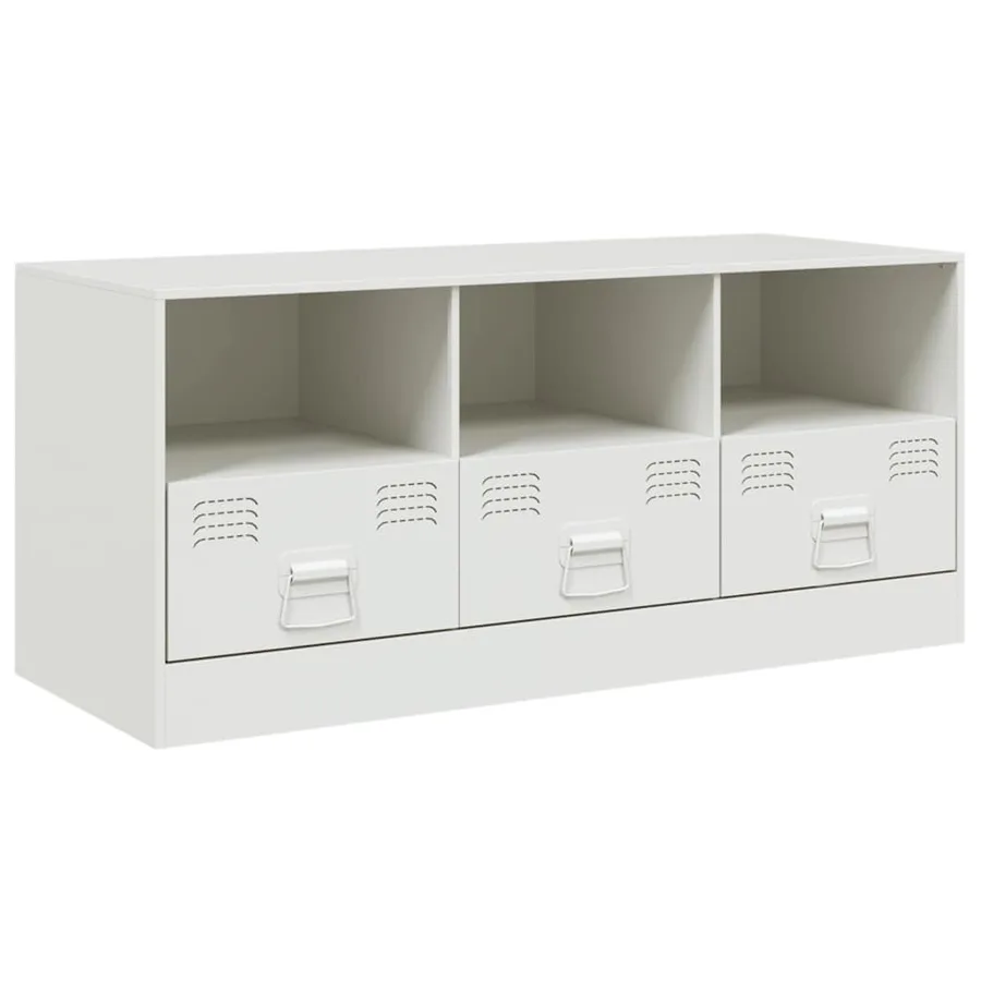 Meuble TV blanc 99x39x44 cm acier - 2