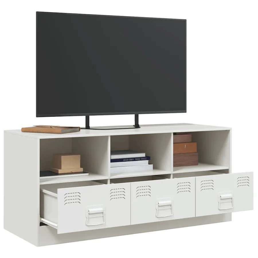 Meuble TV blanc 99x39x44 cm acier - 5