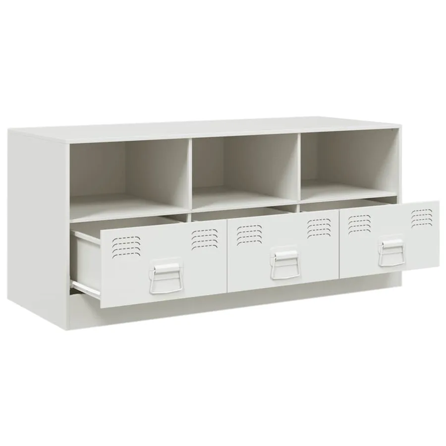 Meuble TV blanc 99x39x44 cm acier - 7