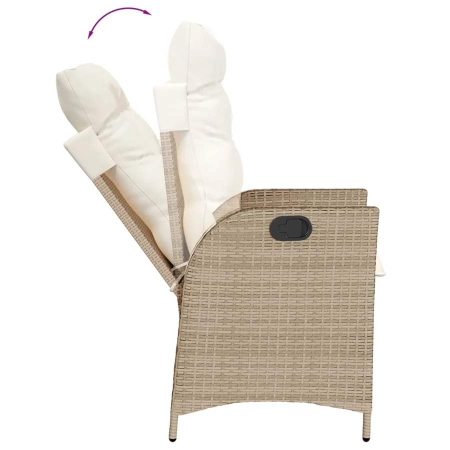 Ensemble à manger de jardin et coussins 9 pcs beige Poly rotin - 4