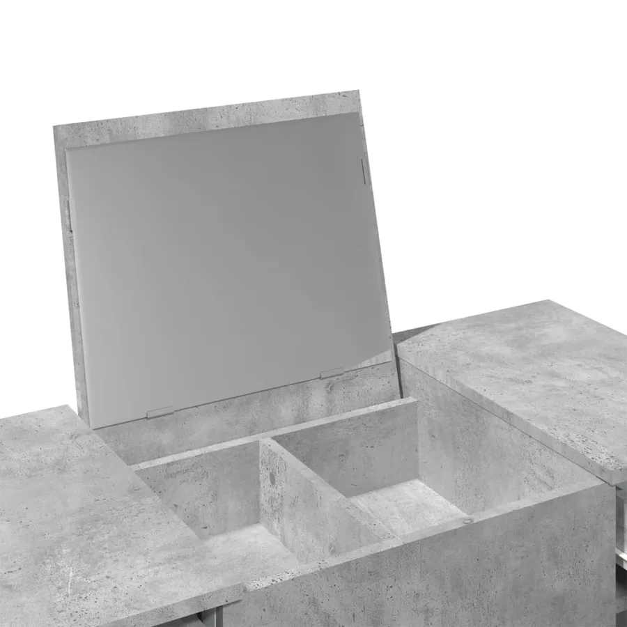 Coiffeuse avec miroir gris béton 100x45x76 cm - 8