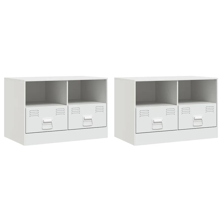 Meubles TV 2 pcs blanc 67x39x44 cm acier - 2