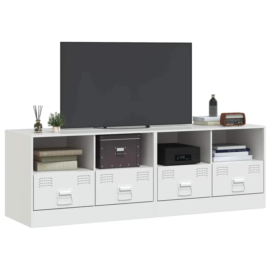 Meubles TV 2 pcs blanc 67x39x44 cm acier - 3