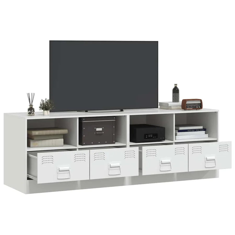 Meubles TV 2 pcs blanc 67x39x44 cm acier - 4