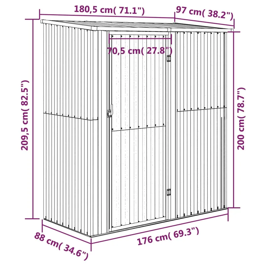 Abri de jardin 180,5 x 97 x 209,5 cm Acier galvanisé Aspect bois - 7