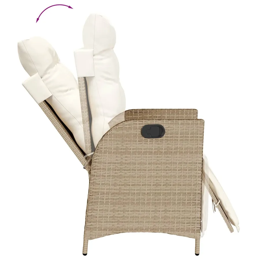 Ensemble à manger de jardin et coussins 9 pcs beige Poly rotin - 5