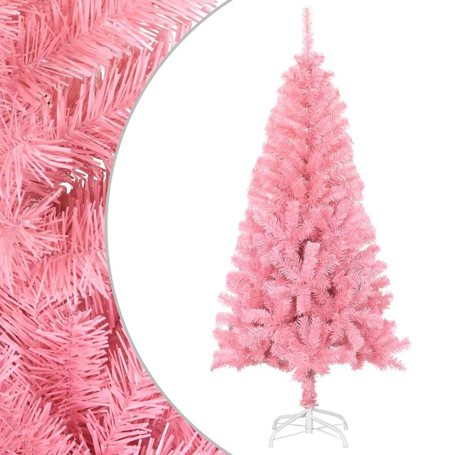 Sapin de Noël artificiel avec support rose 150 cm PVC