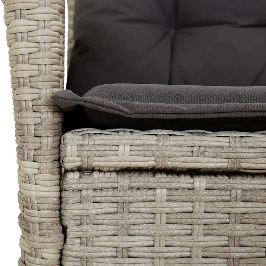 Ensemble à manger de jardin et coussins 7 pcs gris clair rotin - 5