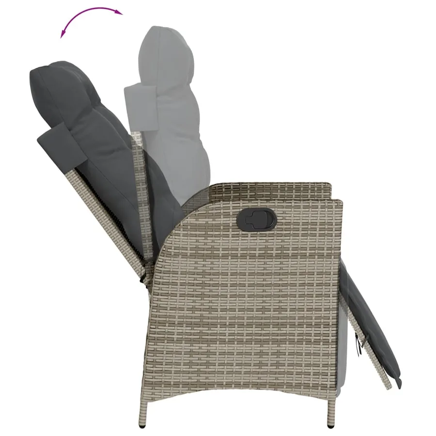 Ensemble à manger de jardin et coussins 7 pcs gris rotin - 5