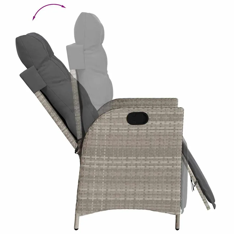 Ensemble à manger de jardin et coussins 5 pcs gris clair rotin - 4