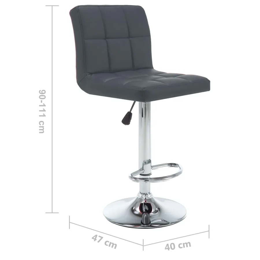 Tabourets de bar lot de 2 gris similicuir - 8