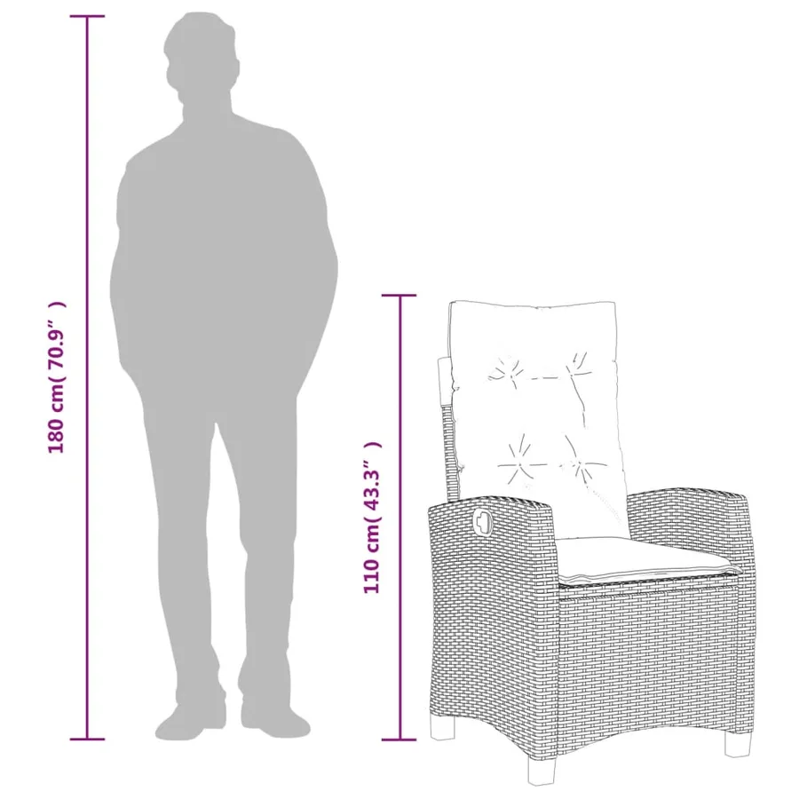 Ensemble à manger de jardin 5 pcs et coussins marron poly rotin - 14