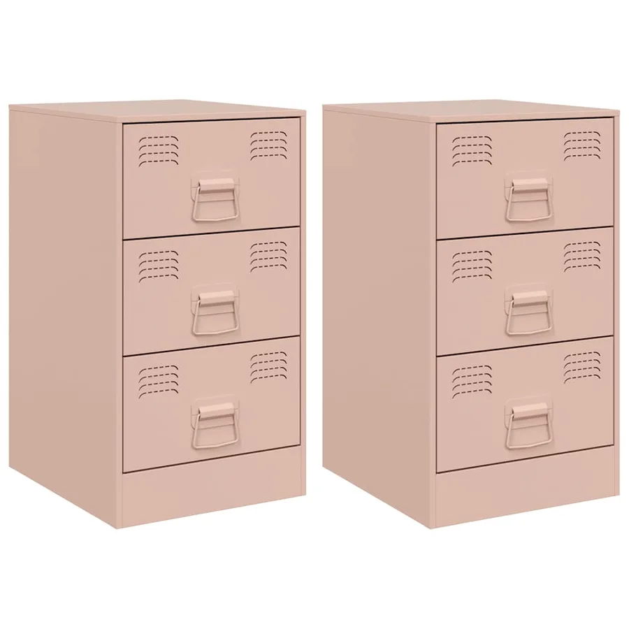 Tables de chevet 2 pcs rose 34,5x39x62 cm acier - 2
