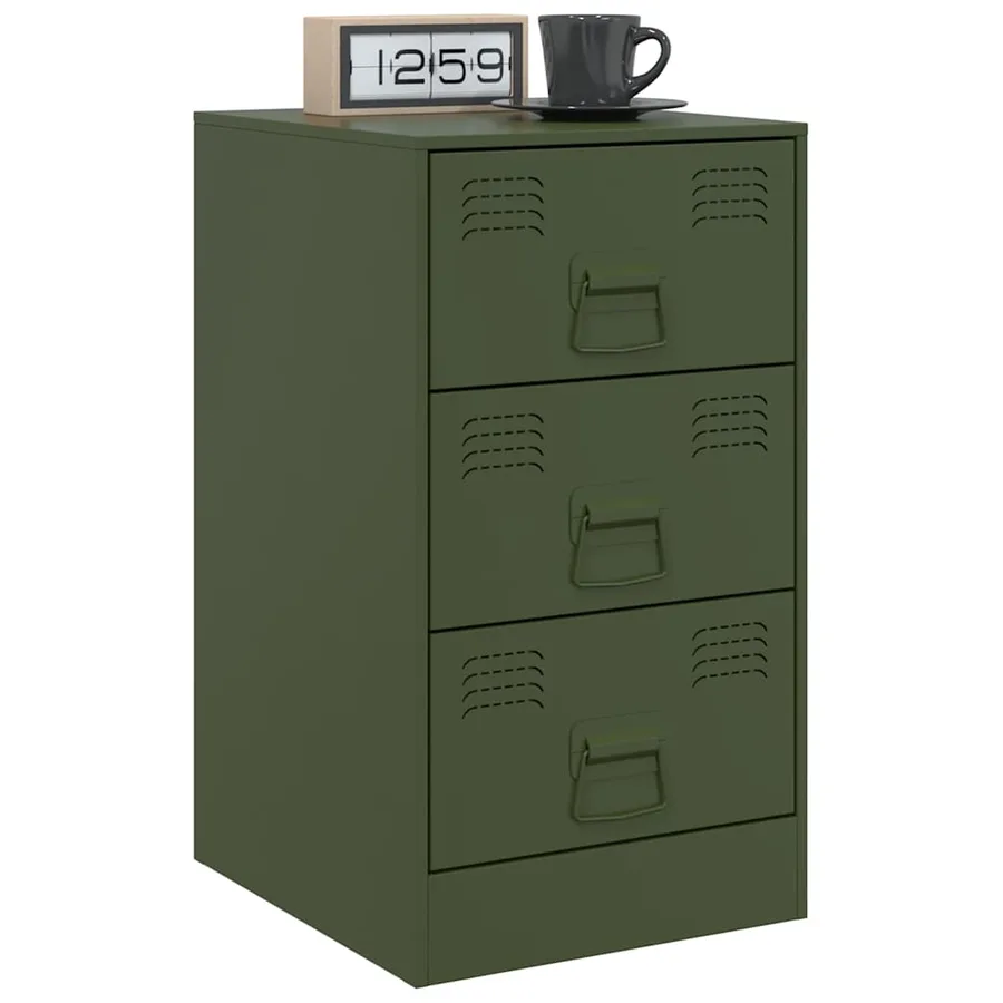 Tables de chevet 2 pcs vert olive 34,5x39x62 cm acier - 3