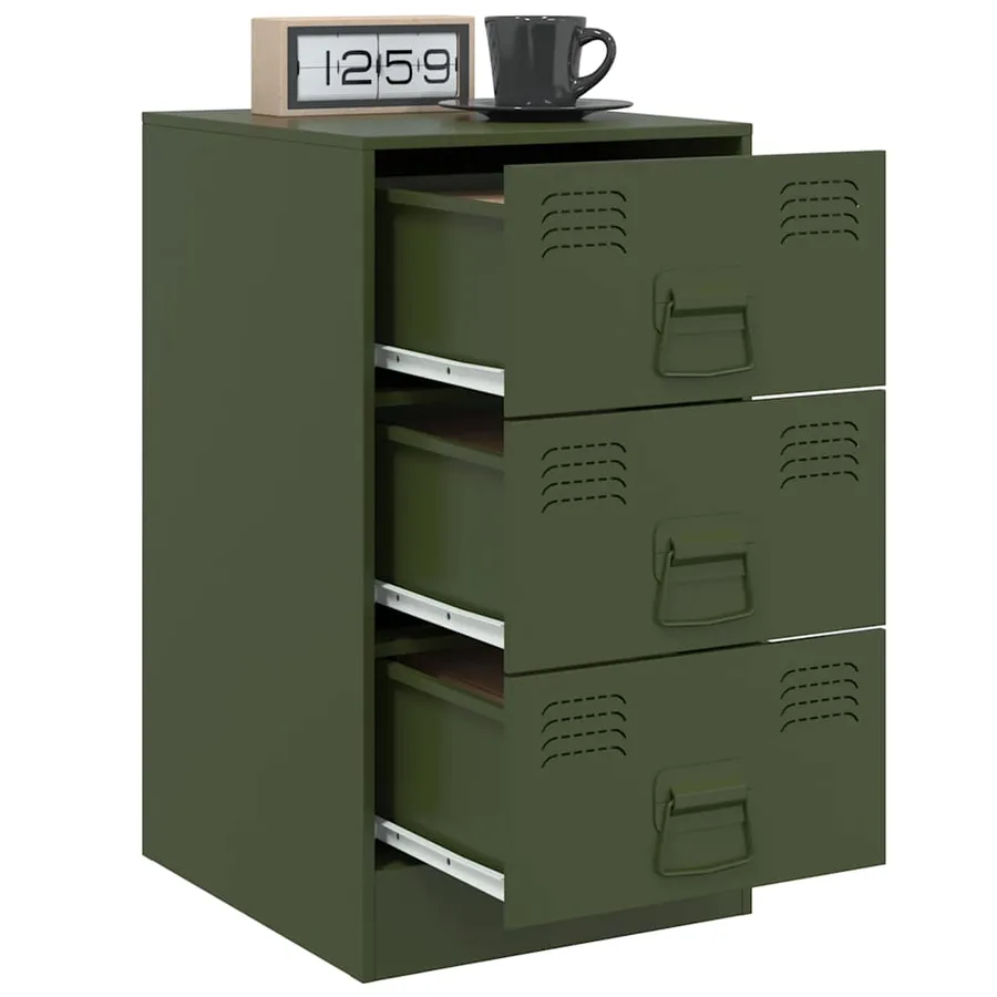 Tables de chevet 2 pcs vert olive 34,5x39x62 cm acier - 4