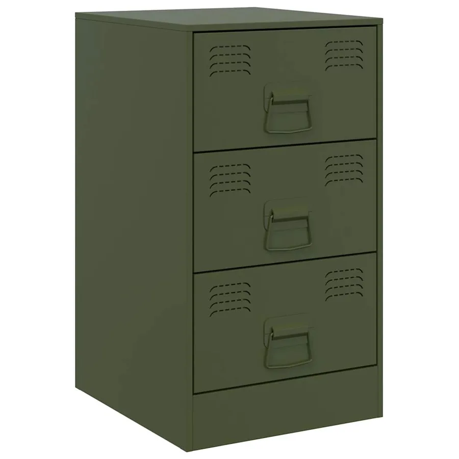 Tables de chevet 2 pcs vert olive 34,5x39x62 cm acier - 5