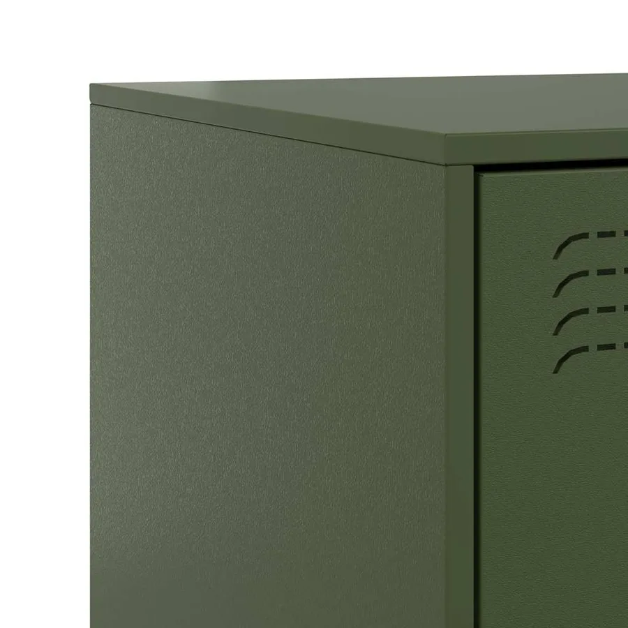 Tables de chevet 2 pcs vert olive 34,5x39x62 cm acier - 9