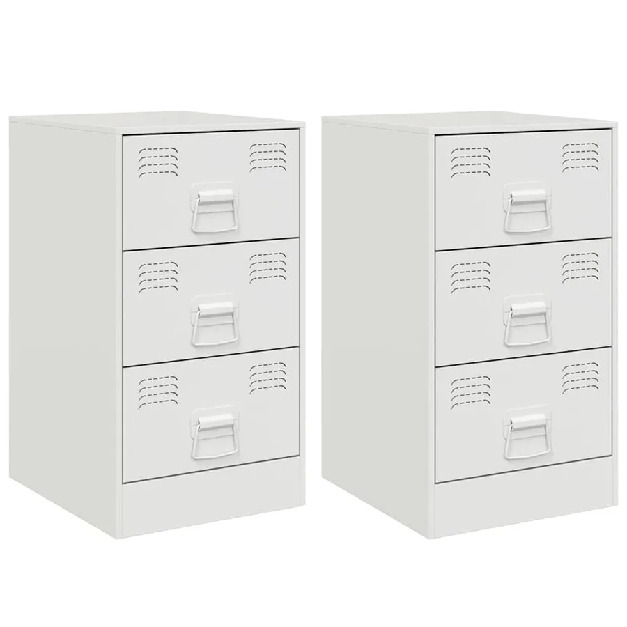 Tables de chevet 2 pcs blanc 34,5x39x62 cm acier - 2