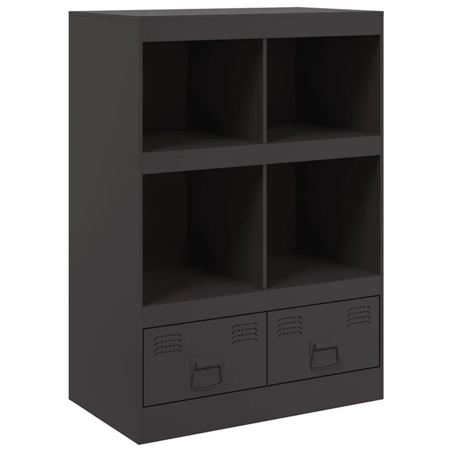 Buffet haut noir 67x39x95 cm acier - 2