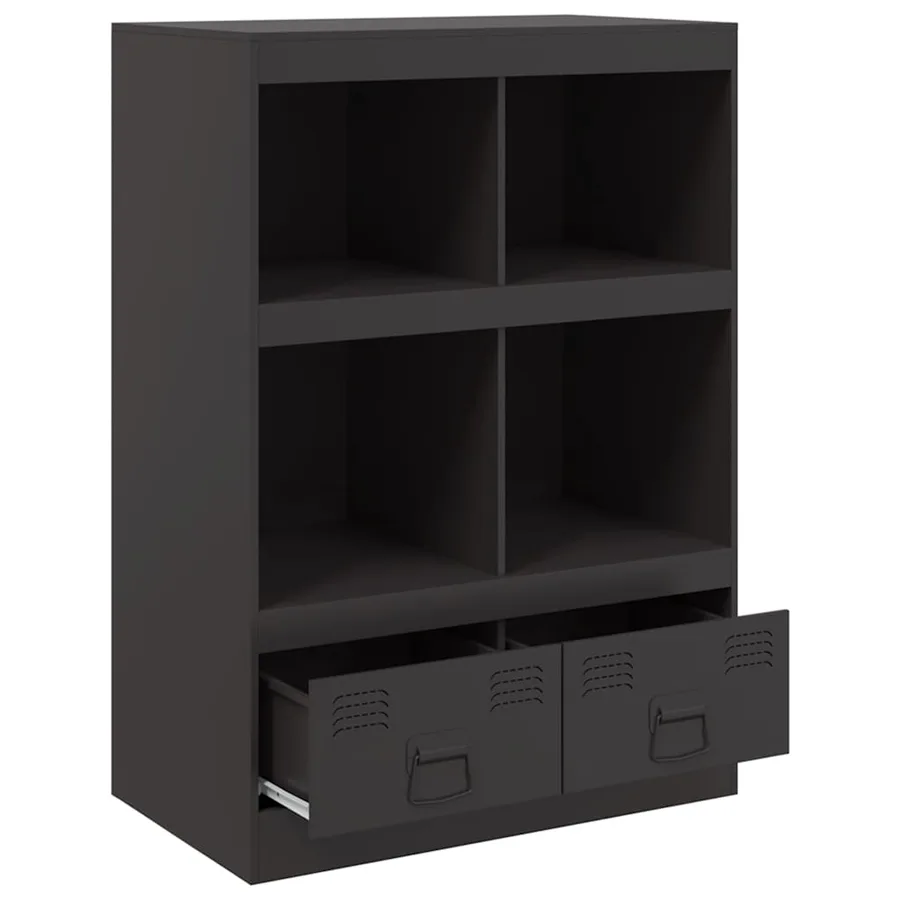 Buffet haut noir 67x39x95 cm acier - 7