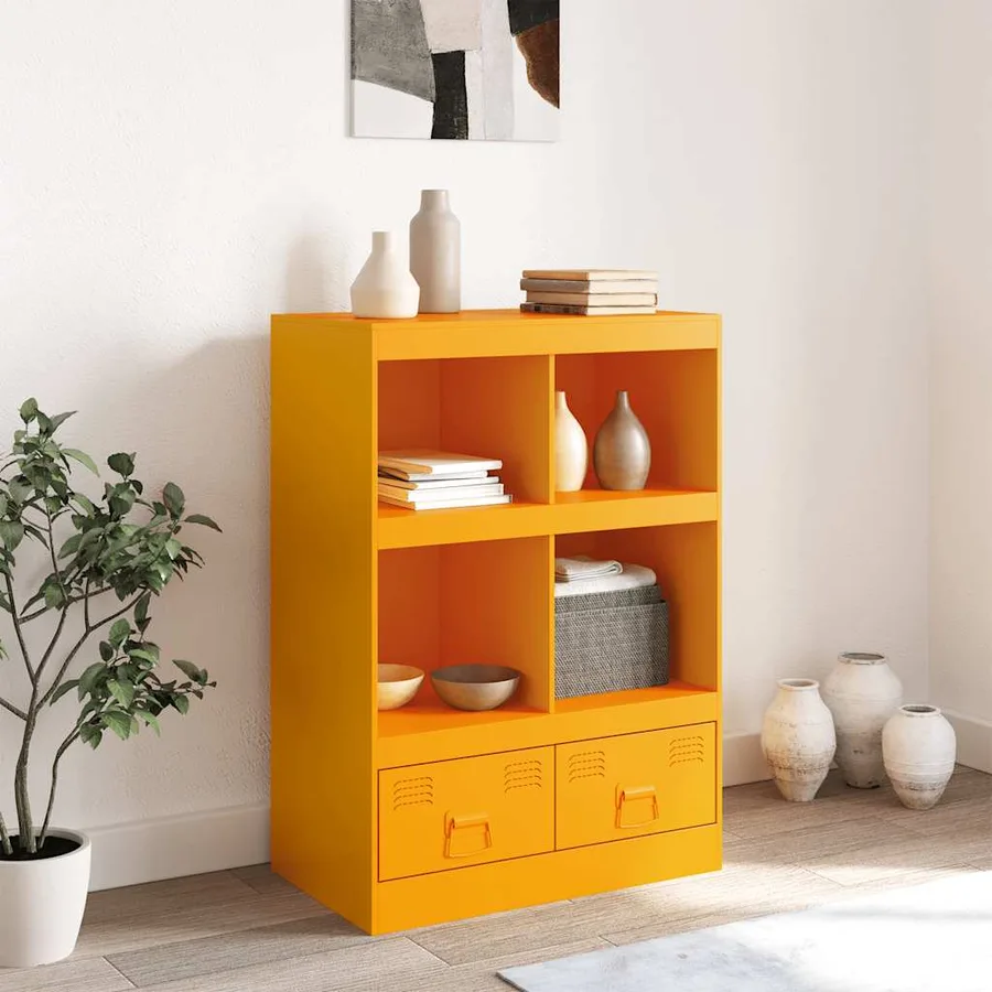 Buffet jaune moutarde 67x39x95 cm acier - 3