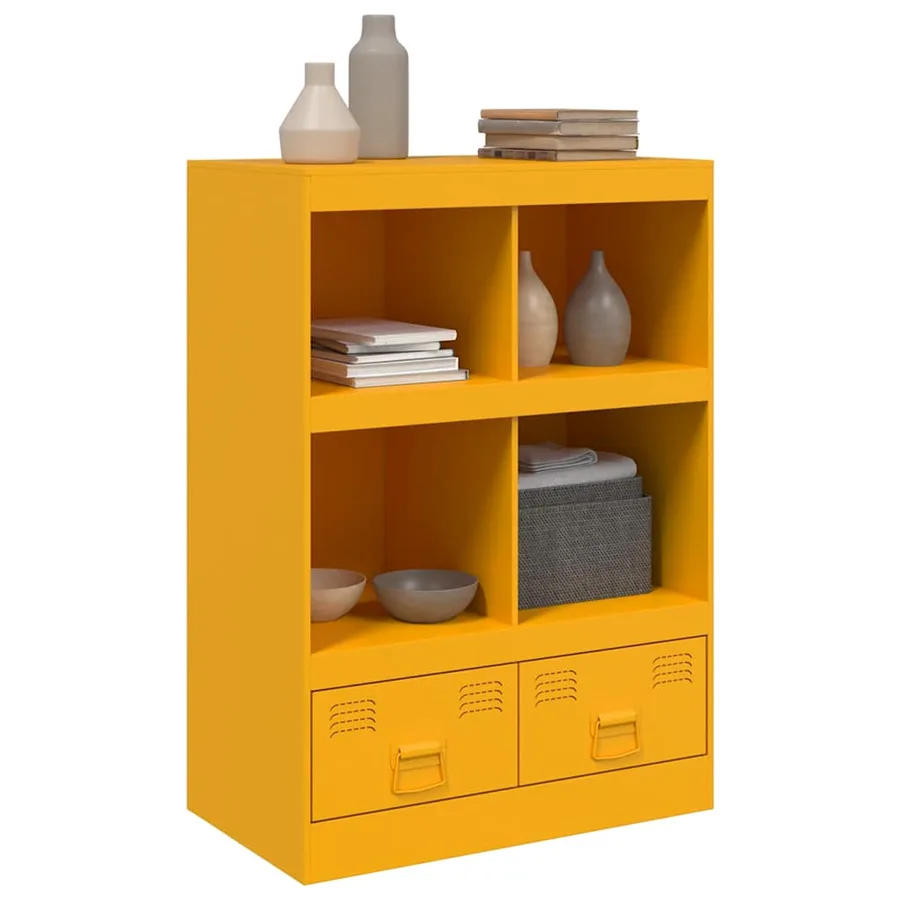 Buffet jaune moutarde 67x39x95 cm acier - 4