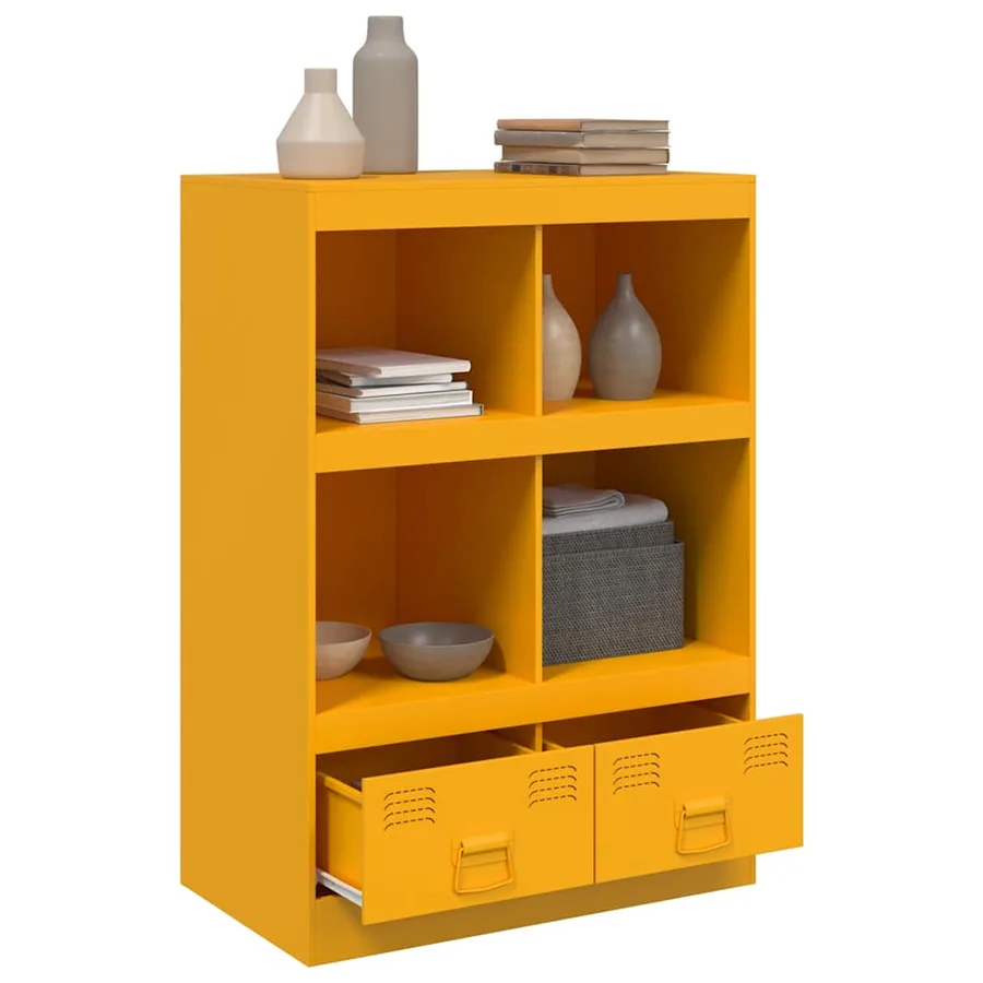 Buffet jaune moutarde 67x39x95 cm acier - 5