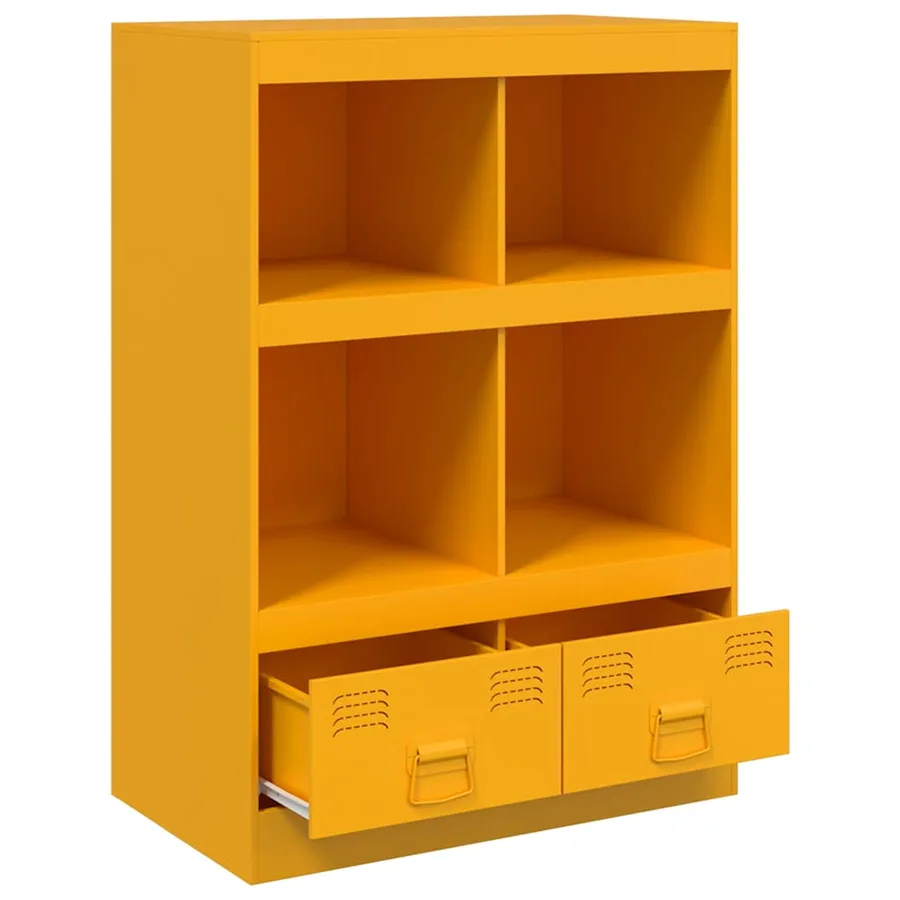 Buffet jaune moutarde 67x39x95 cm acier - 7