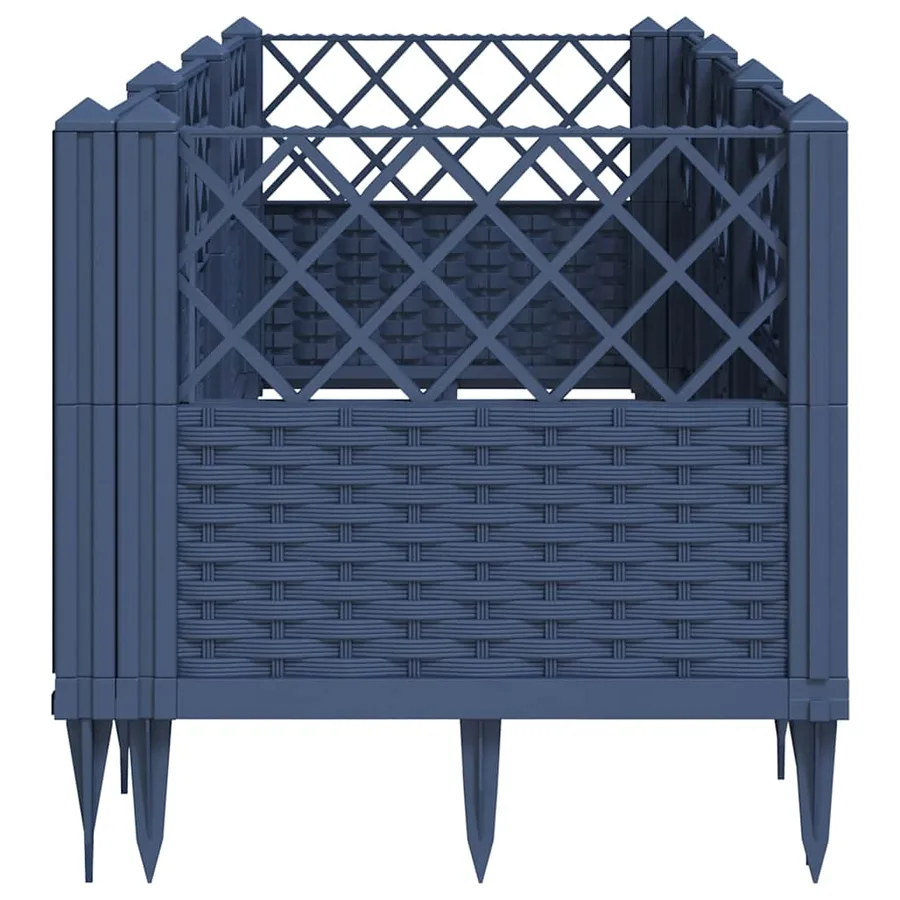Jardinière avec piquets bleu gris 123,5x43,5x43,5 cm PP - 4