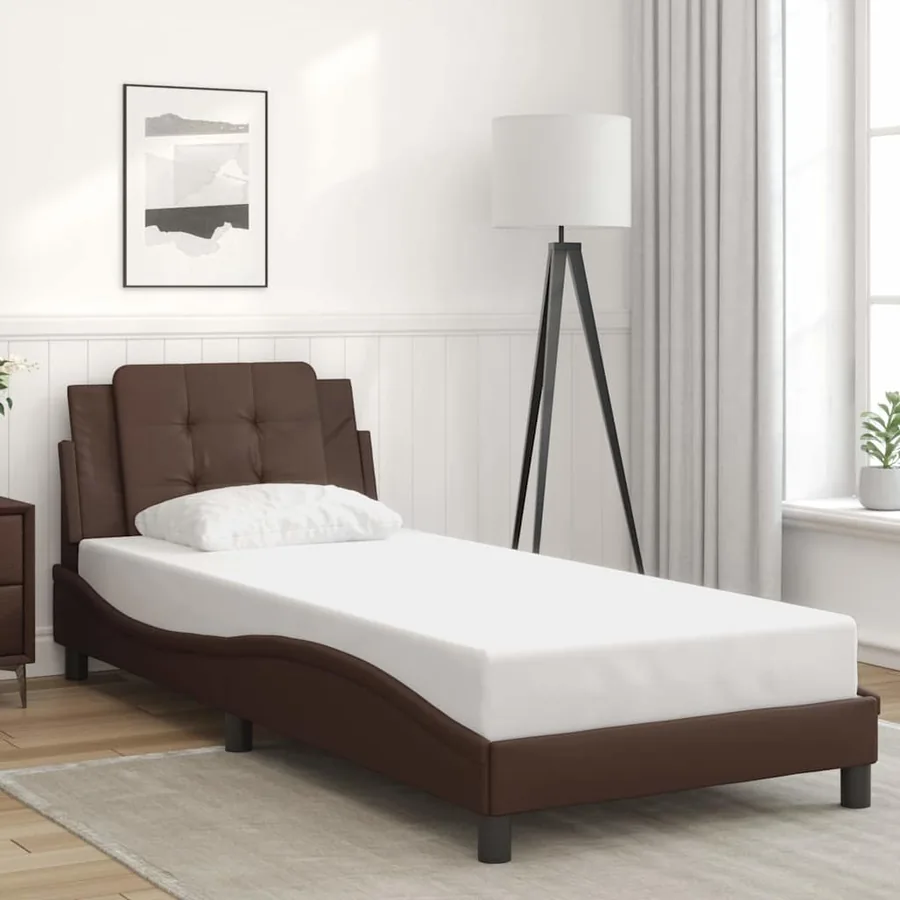 Cadre de lit sans matelas Zadar marron 80x200 cm similicuir
