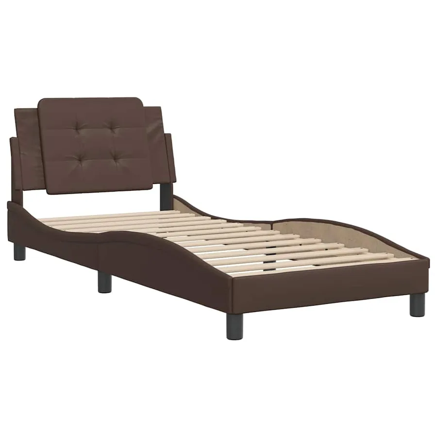 Cadre de lit sans matelas Zadar marron 80x200 cm similicuir - 3