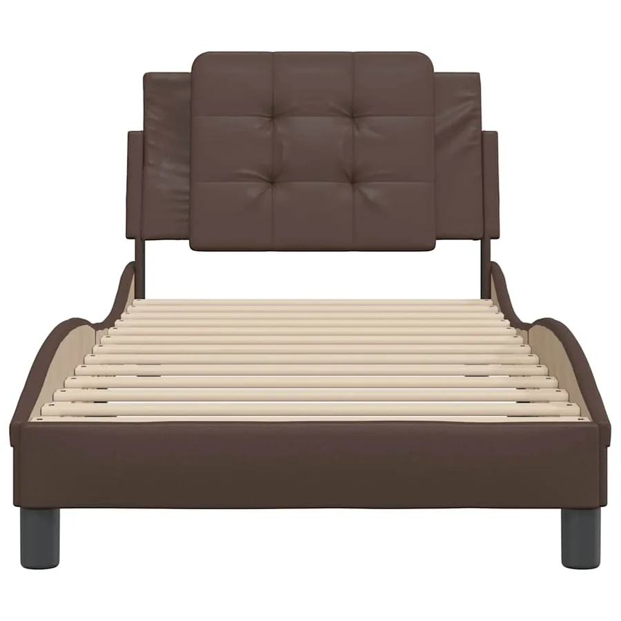 Cadre de lit sans matelas Zadar marron 80x200 cm similicuir - 4