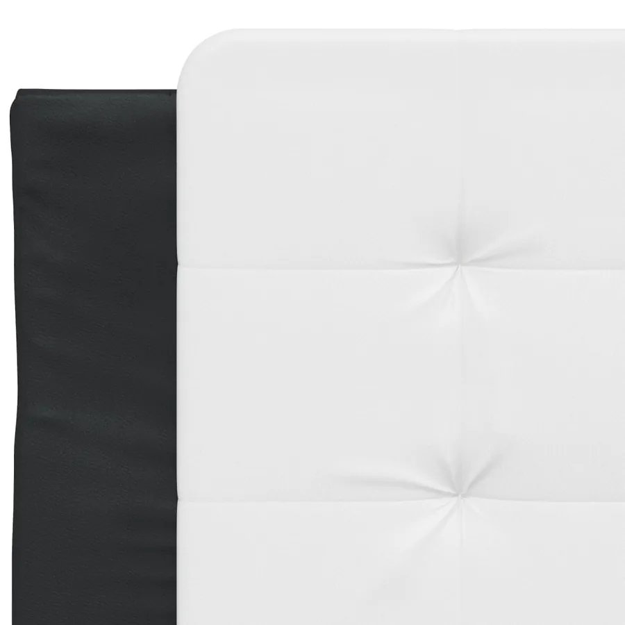 Cadre de lit sans matelas Zadar noir et blanc 90x190 cm similicuir - 7