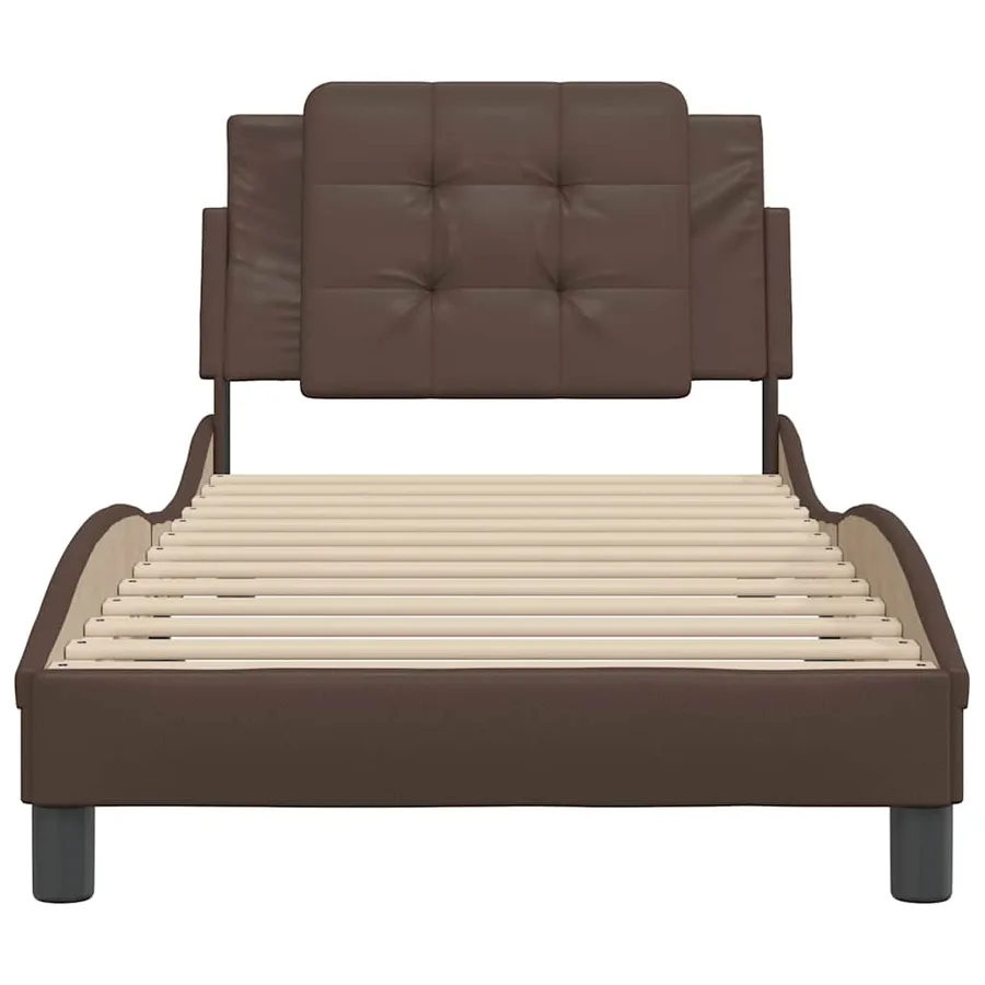 Cadre de lit sans matelas Zadar marron 100x200 cm similicuir - 4