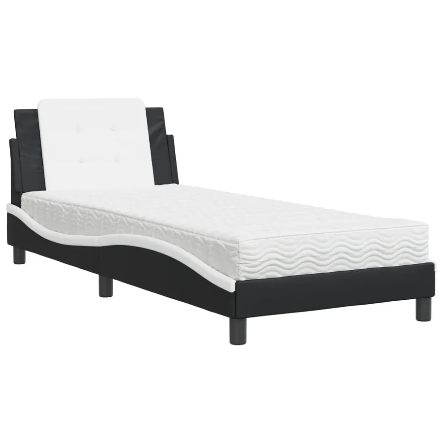 Cadre de lit sans matelas Zadar noir et blanc 90x200 cm similicuir - 2