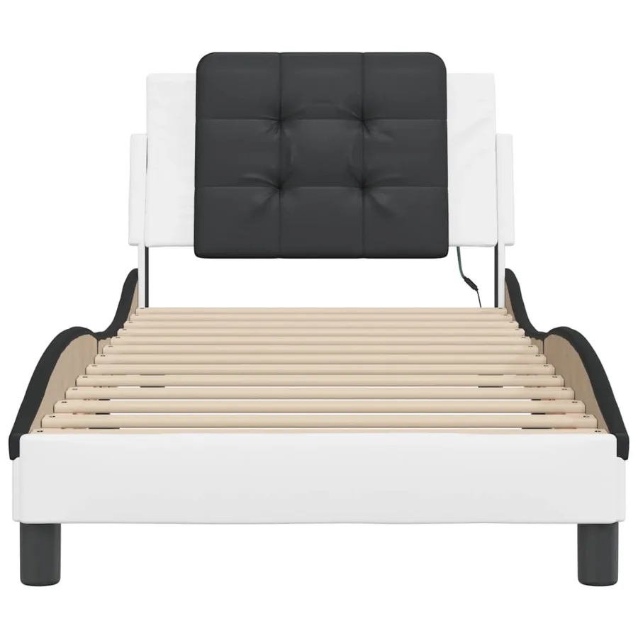 Cadre de lit avec LED sans matelas Zadar blanc et noir 90x200 cm - 6