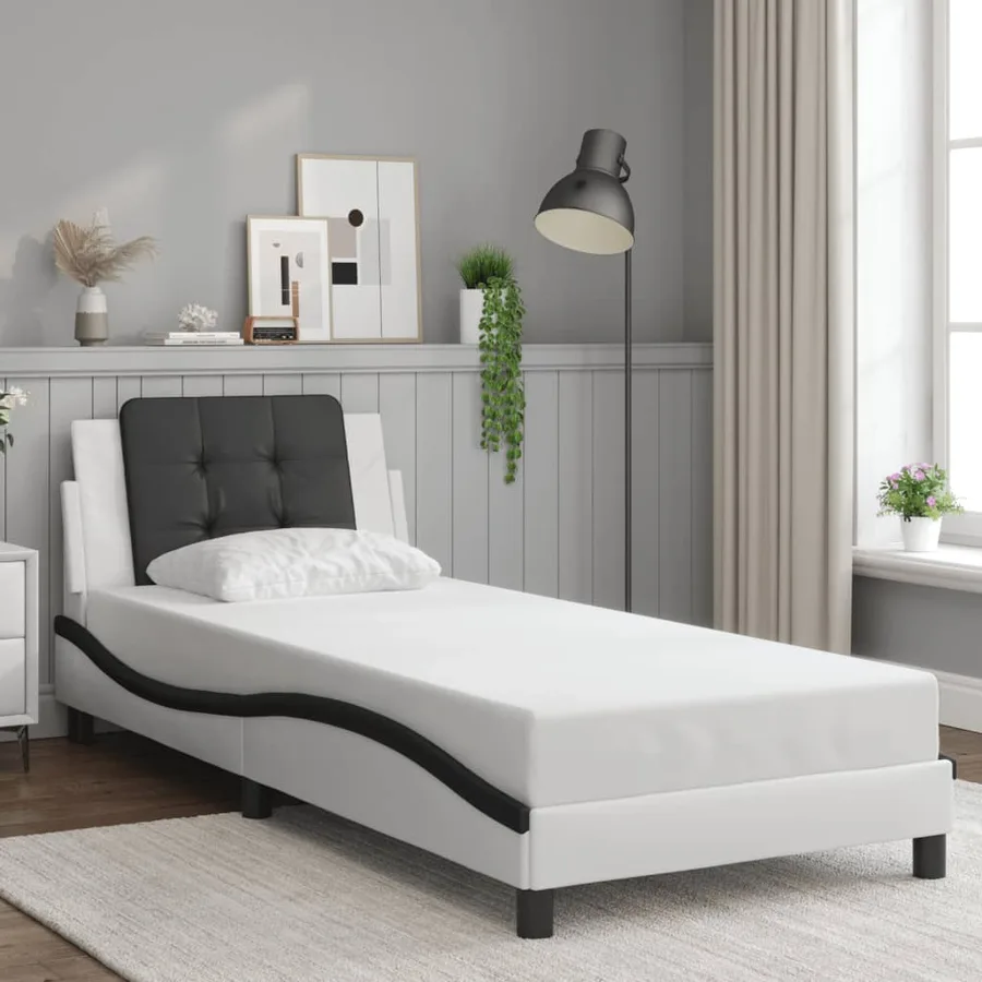 Cadre de lit avec LED sans matelas Zadar blanc et noir 80x200 cm - 4