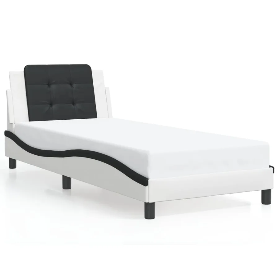 Cadre de lit avec LED sans matelas Zadar blanc et noir 80x200 cm - 5