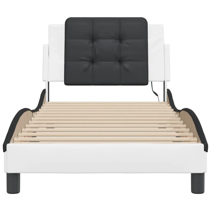 Cadre de lit avec LED sans matelas Zadar blanc et noir 80x200 cm - 6